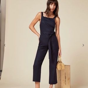 Reformation Lunna black linen blend jumpsuit